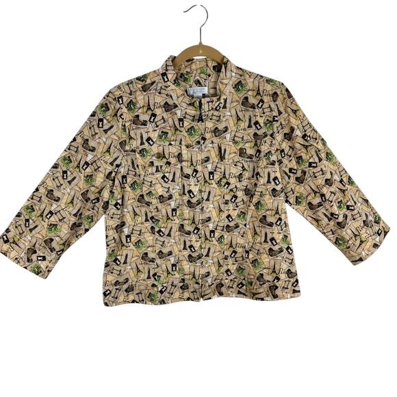 Christopher & Banks Jackets & Blazers - Christopher & Banks Paris Eiffel Tower 3/4 Sleeve Full Zip Linen Cotton Jacket L